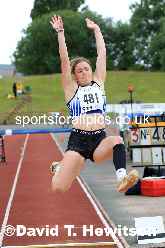 Womens under-20s long jumps, 2022 Northern Senior and Under-20 Champs., Wavertree Athletics Centre, Liverpool. Photo: David T. Hewitson/Sports for All Pics